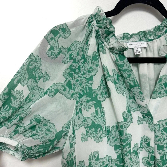 EUC Current Air Abstract Motif Floral Blouse - Ruffle V-Neck Top Shirt - Picture 4 of 7